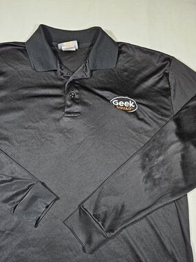 Best Buy Geek Squad Employee Uniform Polo Shirt Black Long Sleeve Men's Medium